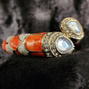 NWOT Gold, Orange, and White Bracelet with Rhinestone Accents